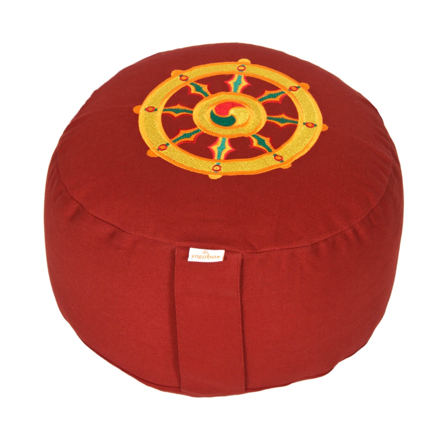 Meditationskissen Glückssitz® Rondo Dharmarad bordeaux 33 x 33 x 15 cm Buchweizenschalen
