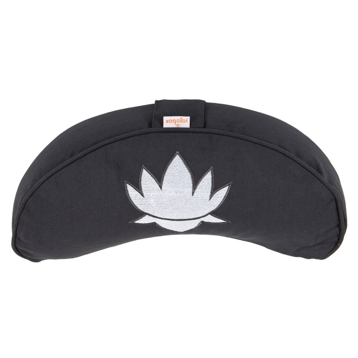 Yogakissen Halbmond BASIC Lotus Stick weiß grau 40 x 17 x 12 cm Buchweizenschalen