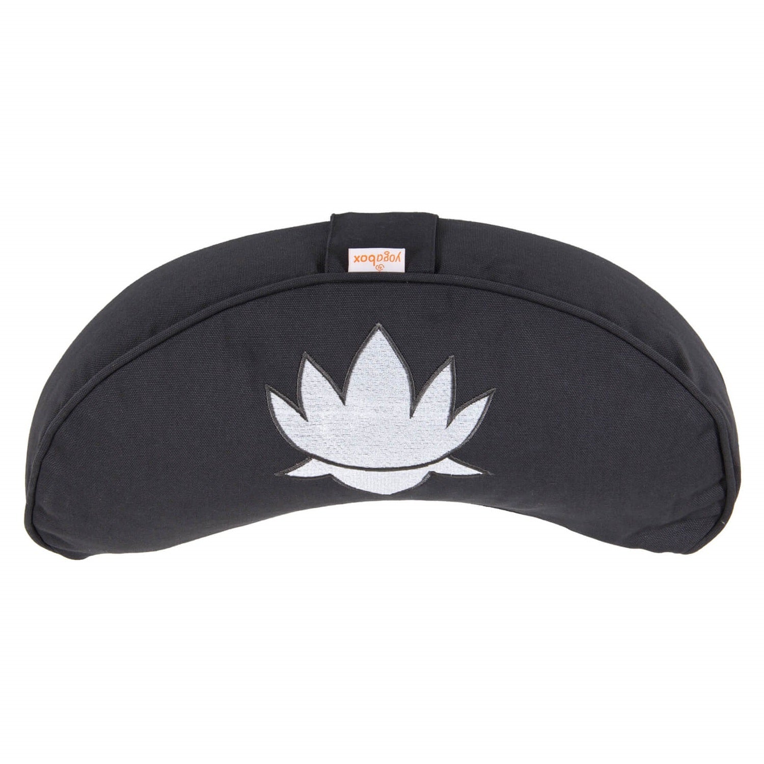 Yogakissen Halbmond BASIC Lotus Stick weiß grau 40 x 17 x 12 cm Buchweizenschalen