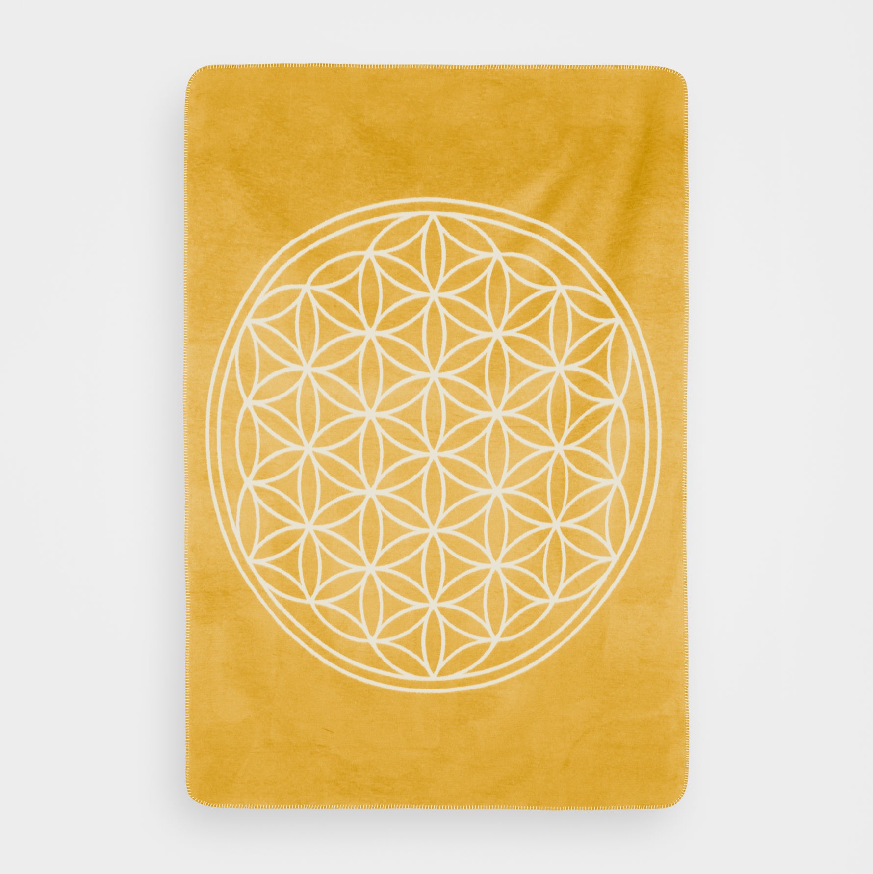 Yogadecke Blume des Lebens - regional hergestellt honeygold / natur 150 x 200 cm