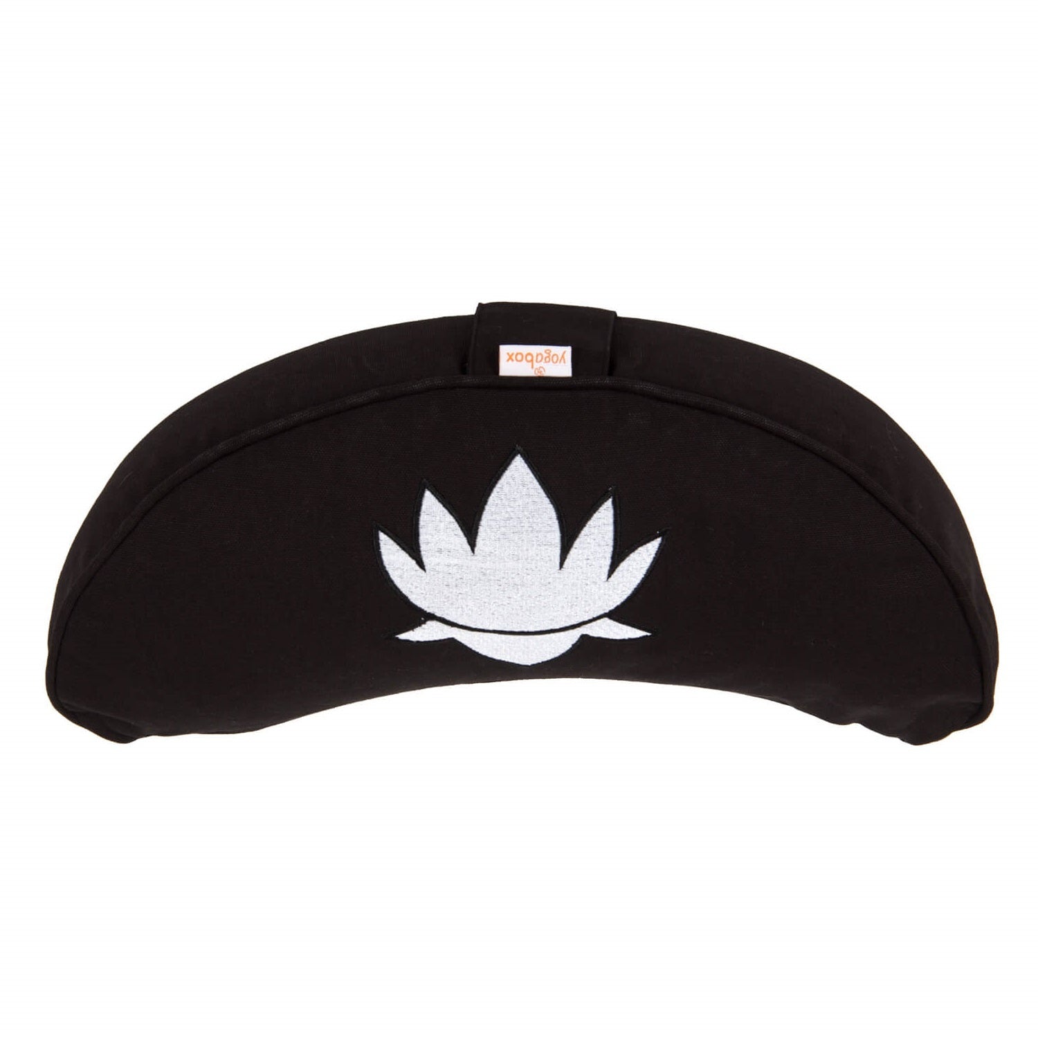 Yogakissen Halbmond BASIC Lotus Stick weiß schwarz 40 x 17 x 12 cm Buchweizenschalen