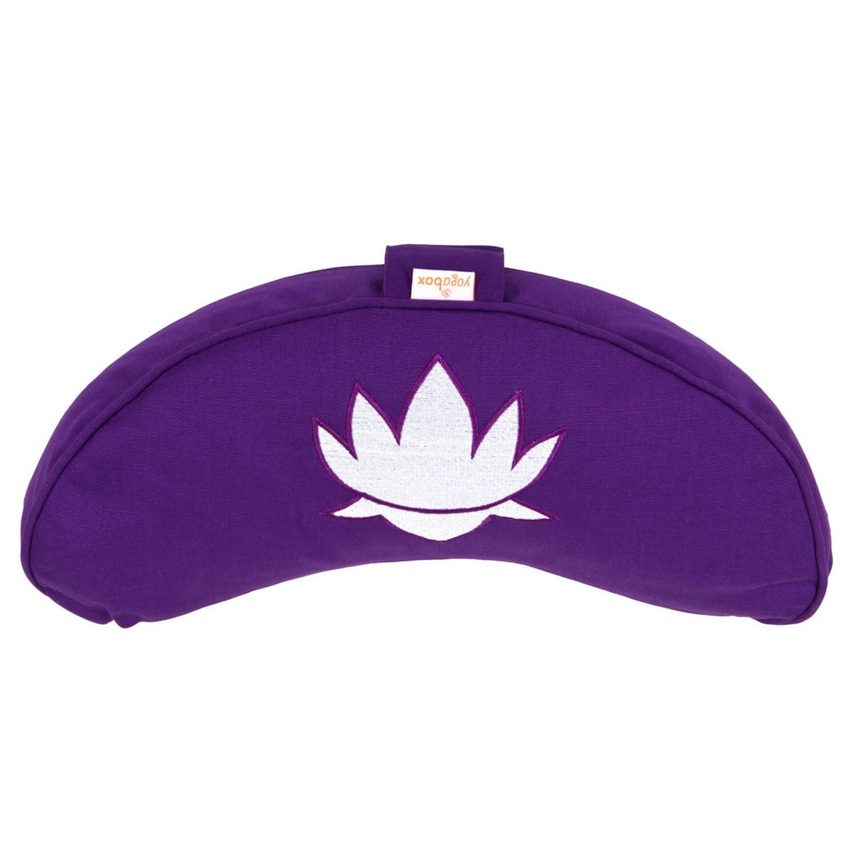 Yogakissen Halbmond BASIC Lotus Stick weiß lila 40 x 17 x 12 cm Buchweizenschalen