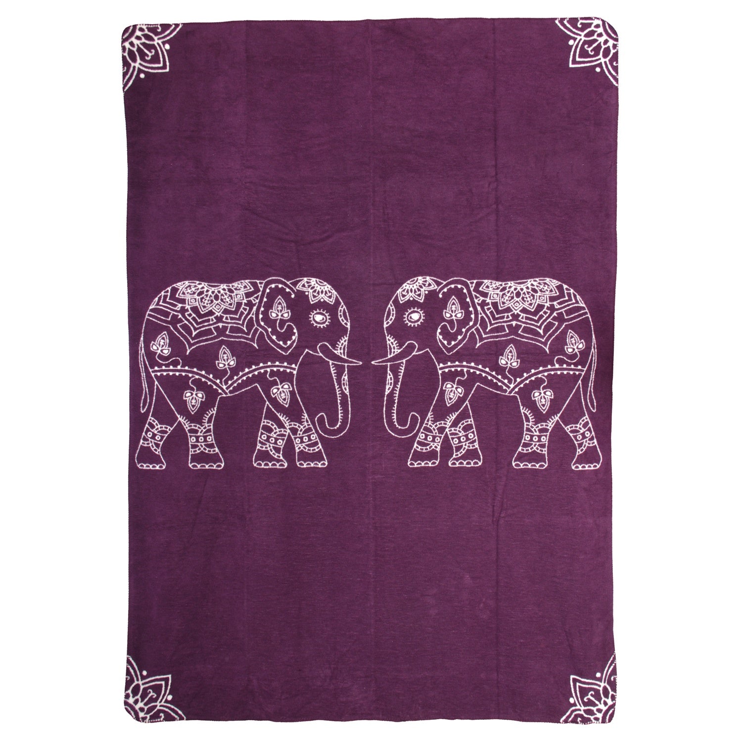Yogadecke Elefanten - regional hergestellt aubergine / natur 150 x 200 cm