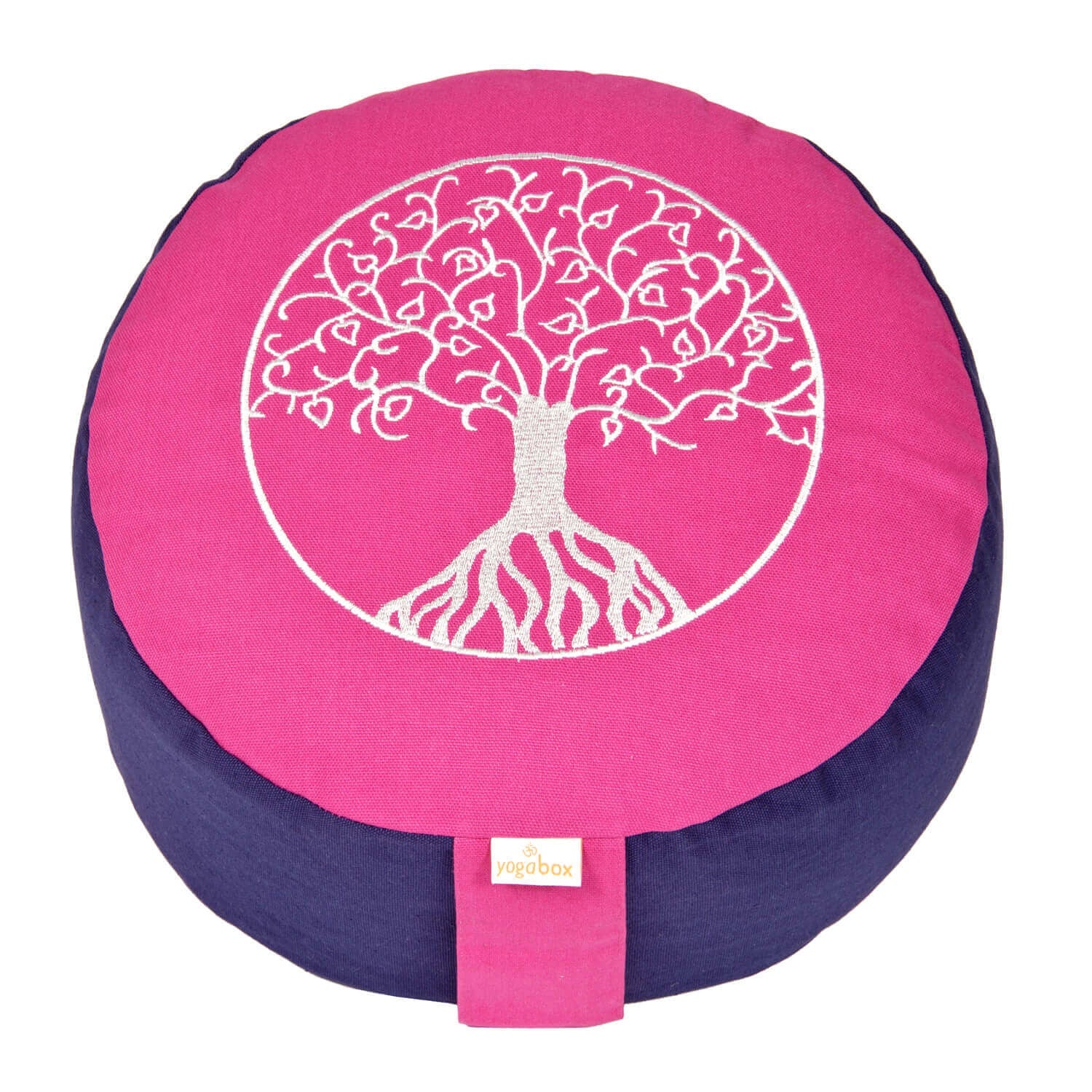 Meditationskissen Glückssitz® Lebensbaum magenta / dunkelblau 33 x 33 x 15 cm Buchweizenschalen