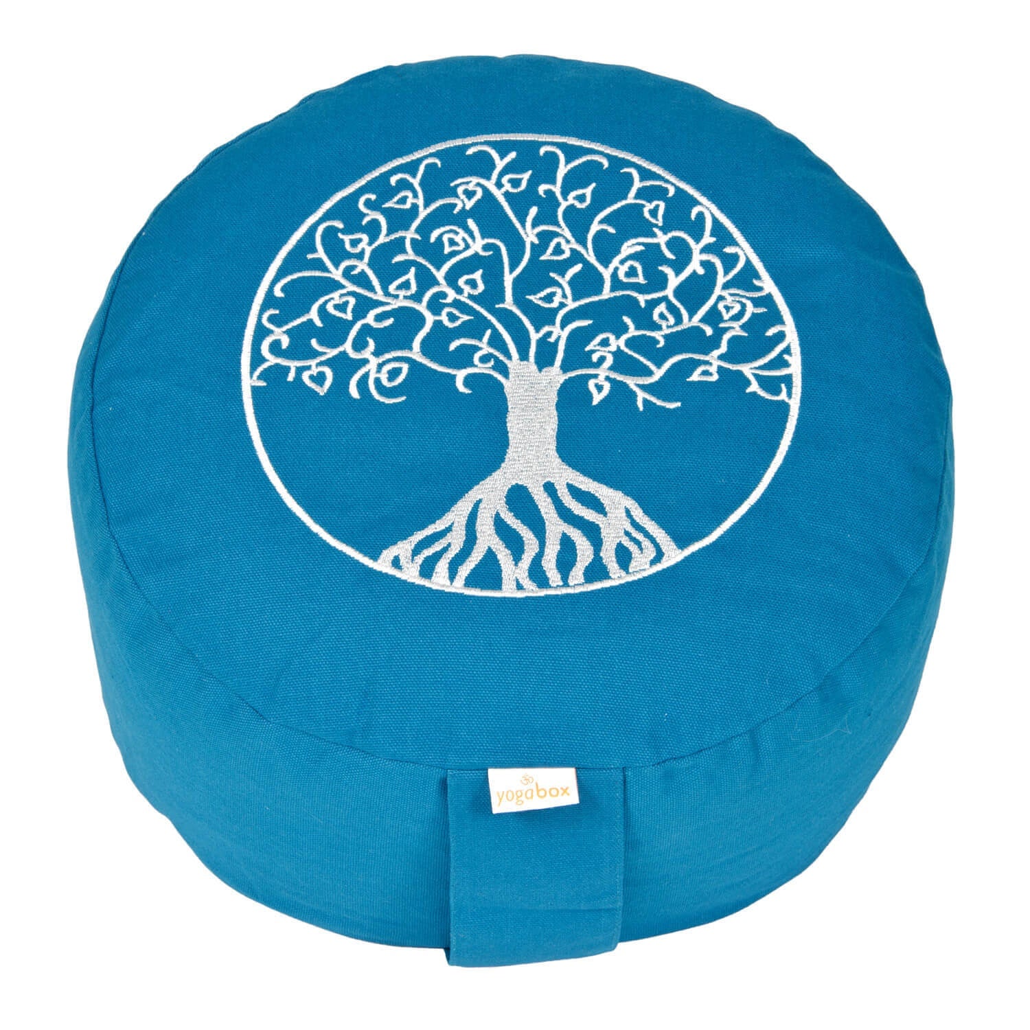 Meditationskissen Glückssitz® Lebensbaum petrol 33 x 33 x 15 cm Buchweizenschalen
