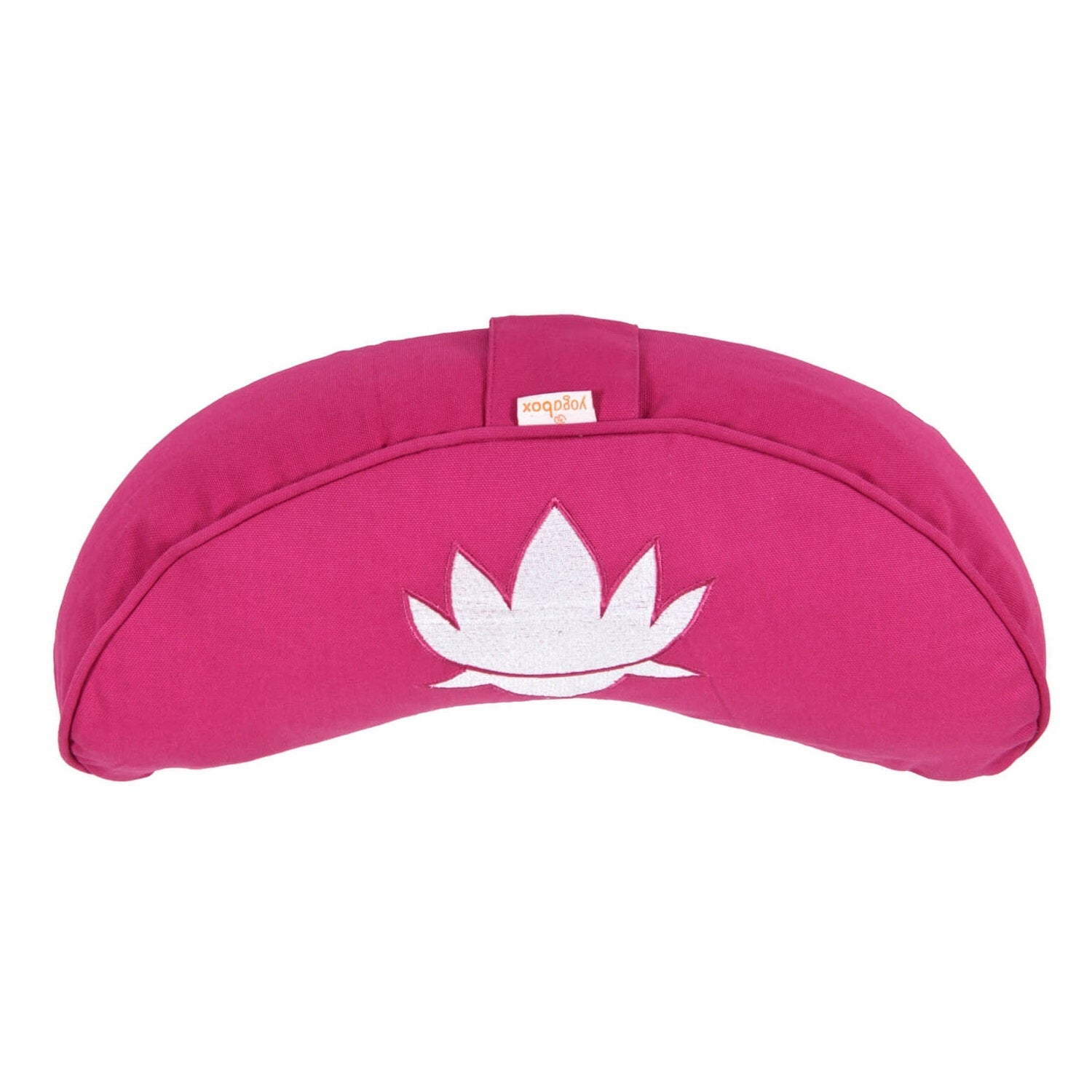 Yogakissen Halbmond BASIC Lotus Stick weiß magenta 40 x 17 x 12 cm Buchweizenschalen