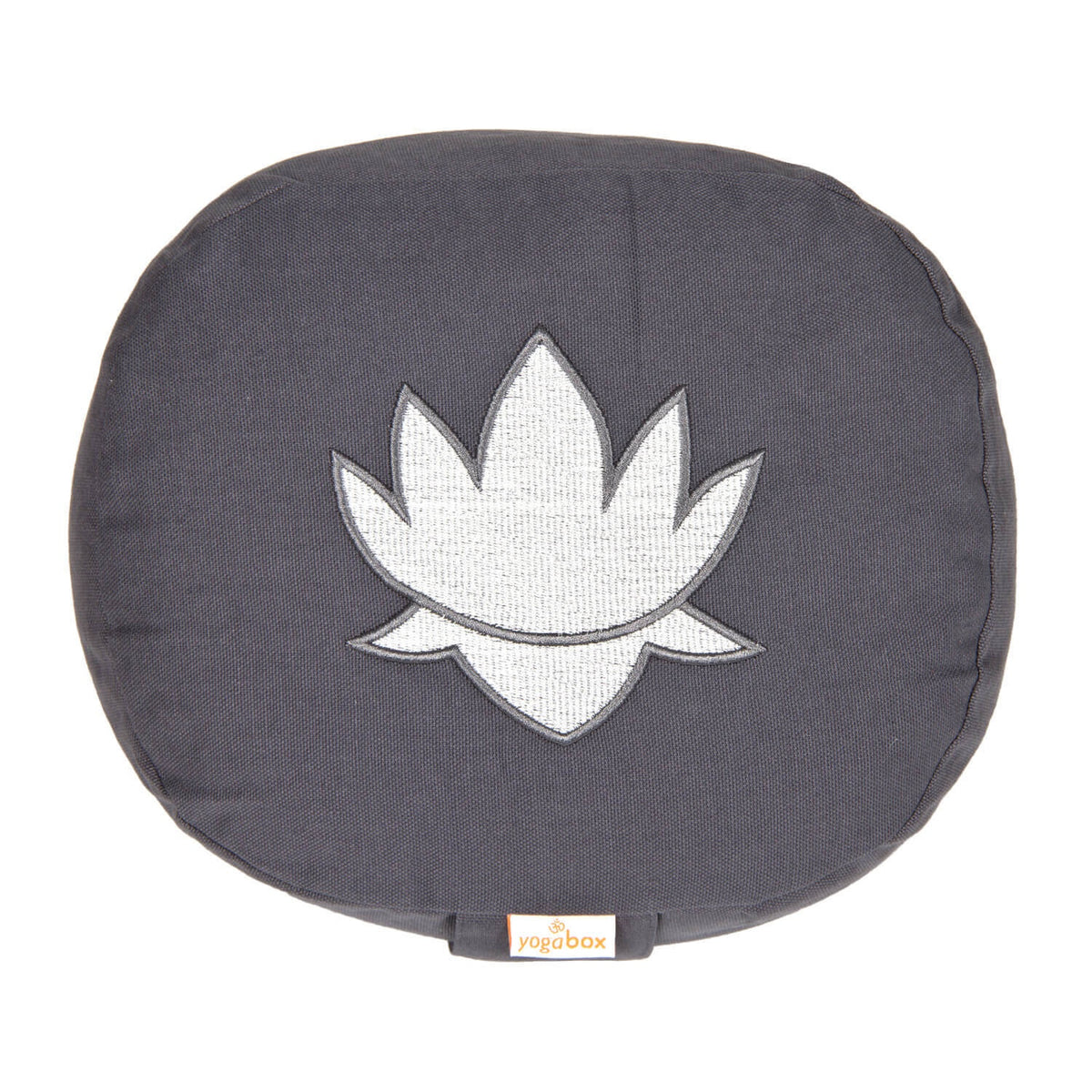 Yogakissen oval Lotus Stick BASIC grau 28 x 23 x 13 cm Buchweizenschalen