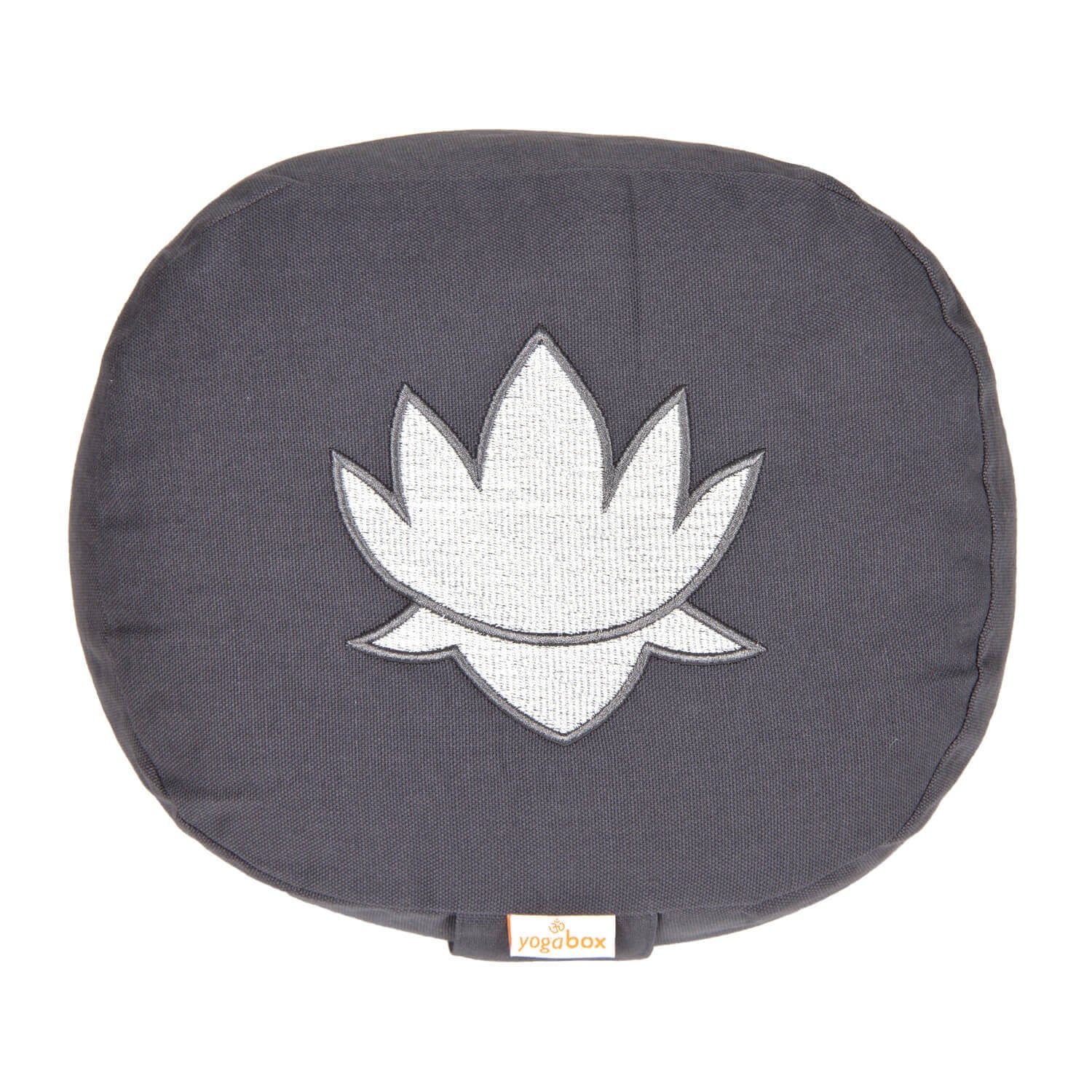Yogakissen oval Lotus Stick BASIC grau 28 x 23 x 13 cm Buchweizenschalen