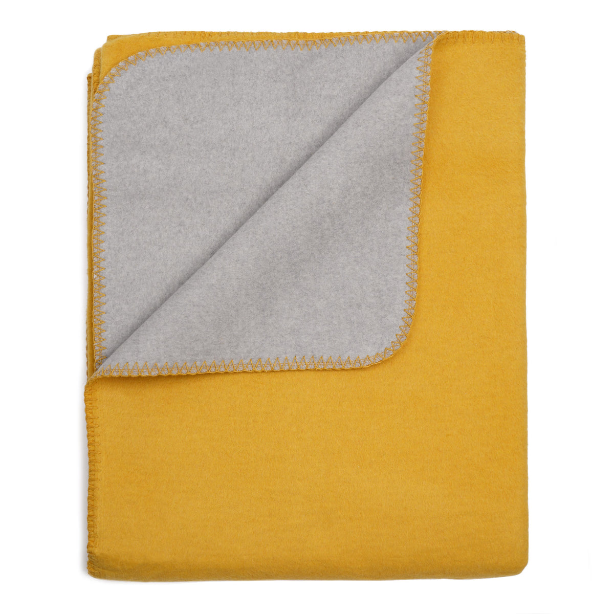 Flauschige Baumwoll Wendedecke zweifarbig - regional hergestellt honeygold / grau melange 150 x 200 cm