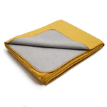 Flauschige Baumwoll Wendedecke zweifarbig - regional hergestellt honeygold / grau melange 150 x 200 cm