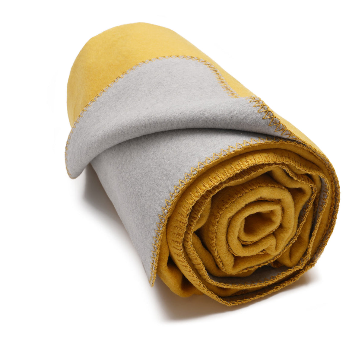 Flauschige Baumwoll Wendedecke zweifarbig - regional hergestellt honeygold / grau melange 150 x 200 cm