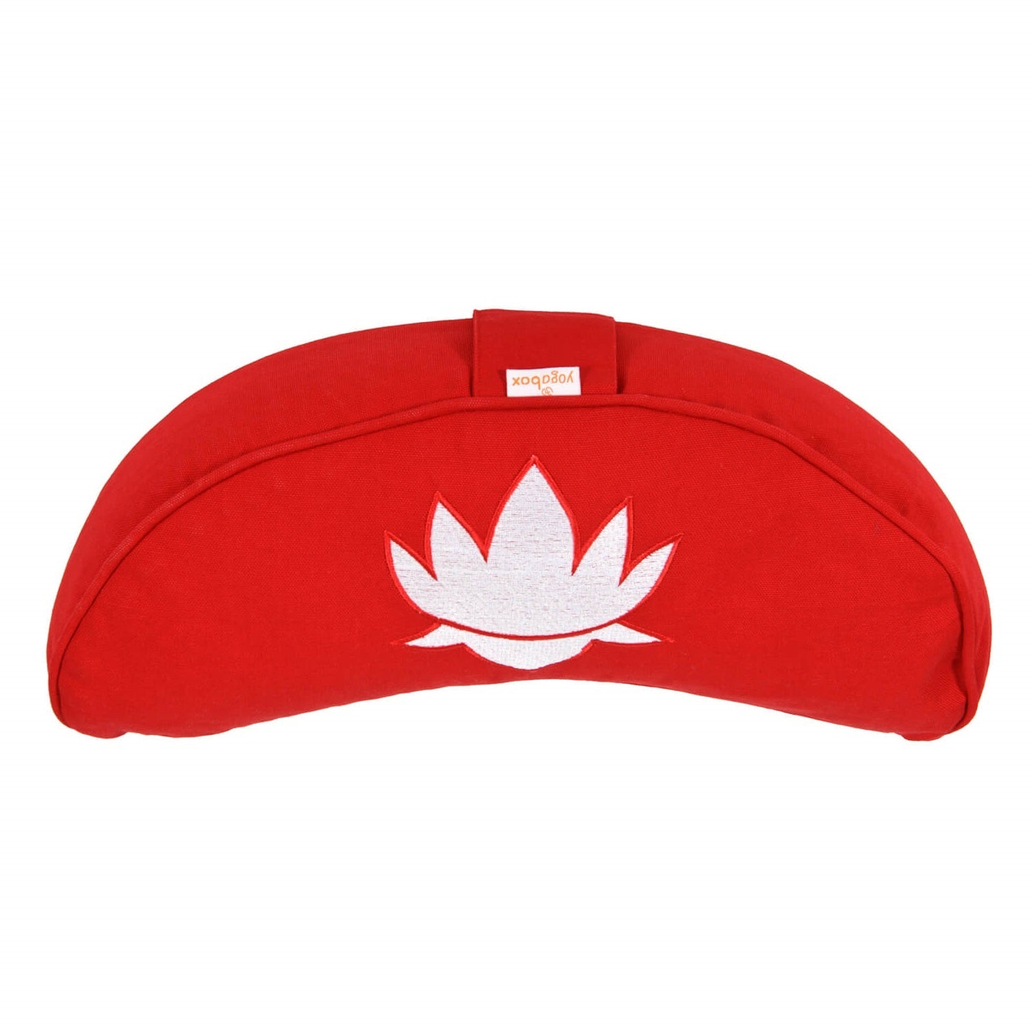 Yogakissen Halbmond BASIC Lotus Stick weiß rot 40 x 17 x 12 cm Buchweizenschalen