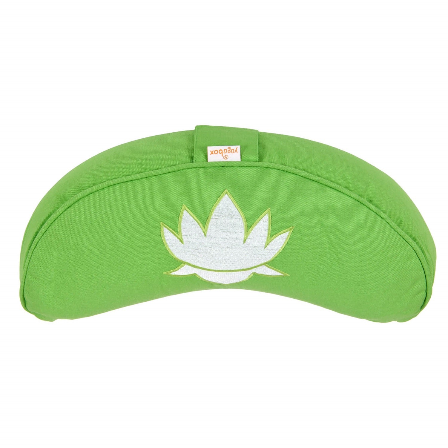 Yogakissen Halbmond BASIC Lotus Stick weiß apfelgrün 40 x 17 x 12 cm Buchweizenschalen