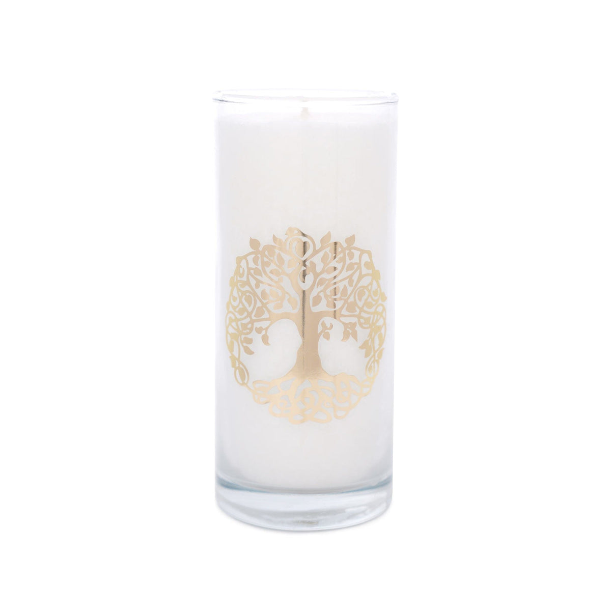 MAGISCHE KERZE Weiß mit dem goldenen Etiket weiß 14 x 6,5 cm Baum Des Lebens