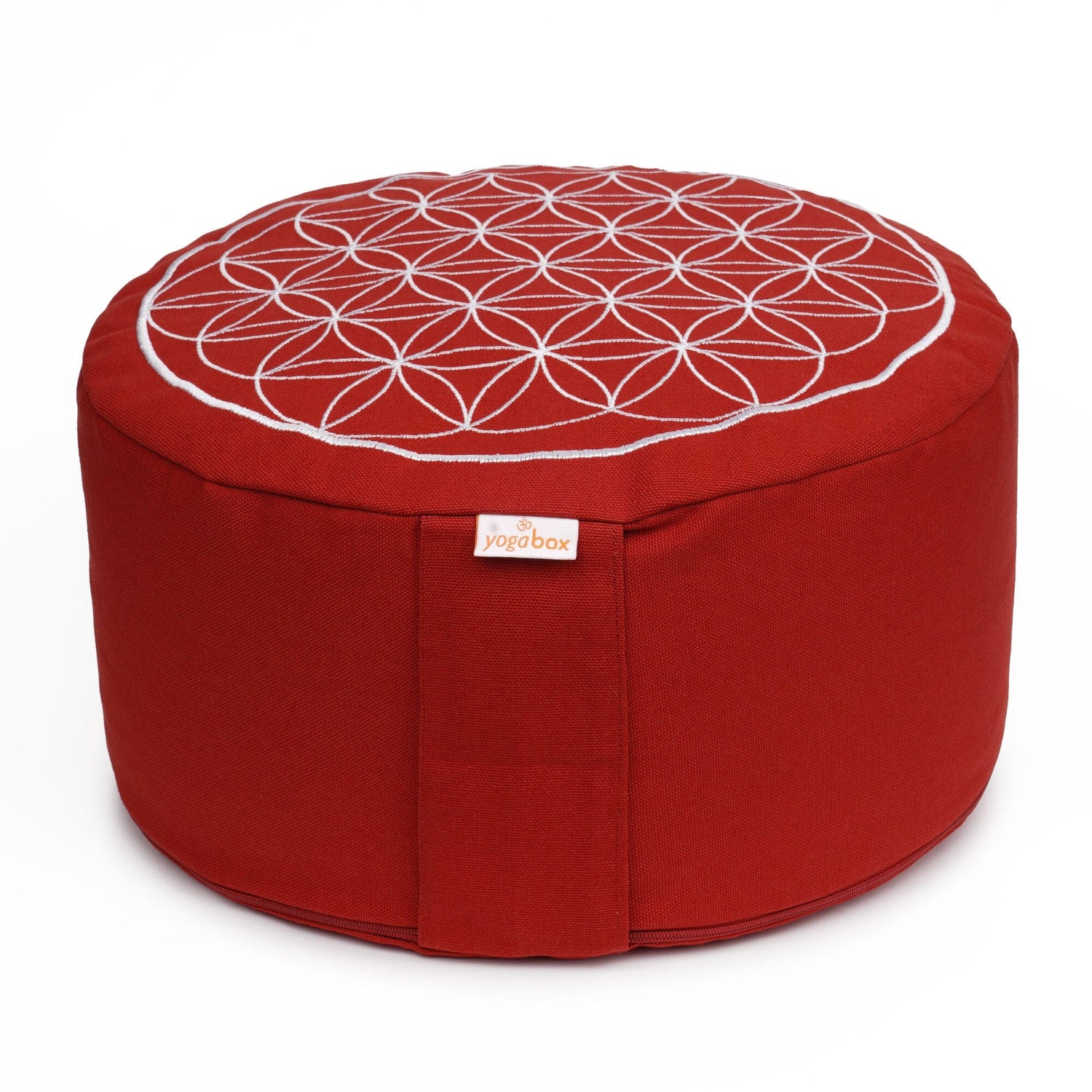 Meditationskissen Glückssitz® Blume des Lebens bordeaux 33 x 33 x 15 cm Buchweizenschalen