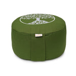 Meditationskissen Glückssitz® Lebensbaum olive green Buchweizenschalen 33 x 33 x 15 cm
