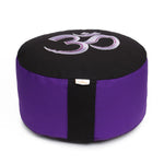 Meditationskissen Glückssitz® mit O M - Symbol violett/schwarz 33 x 33 x 15 cm Buchweizenschalen