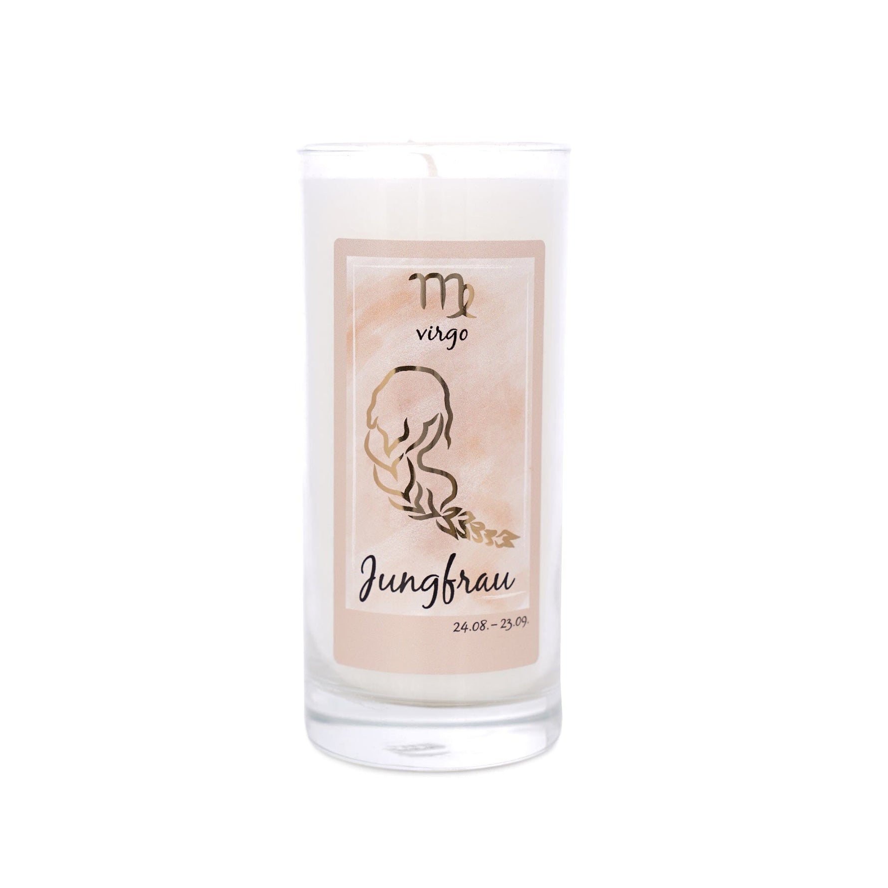 Sternzeichen Kerze weiß 14 x 6,5 cm Jungfrau