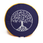 Meditationskissen Glückssitz® Lebensbaum dunkelblau / dotter 33 x 33 x 15 cm Buchweizenschalen