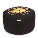 Meditationskissen Glückssitz® Sonne O M Stick schwarz/gelb/orange 33 x 33 x 15 cm Buchweizenschalen