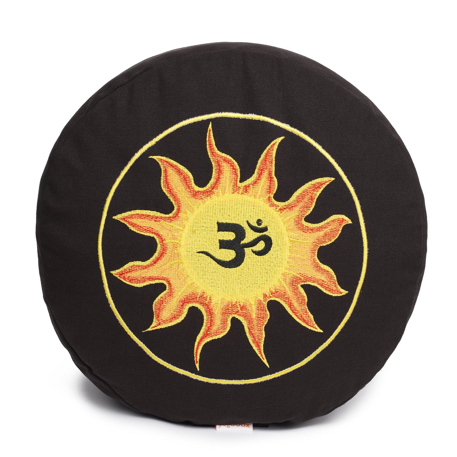 Meditationskissen Glückssitz® Sonne O M Stick schwarz/gelb/orange 33 x 33 x 15 cm Buchweizenschalen