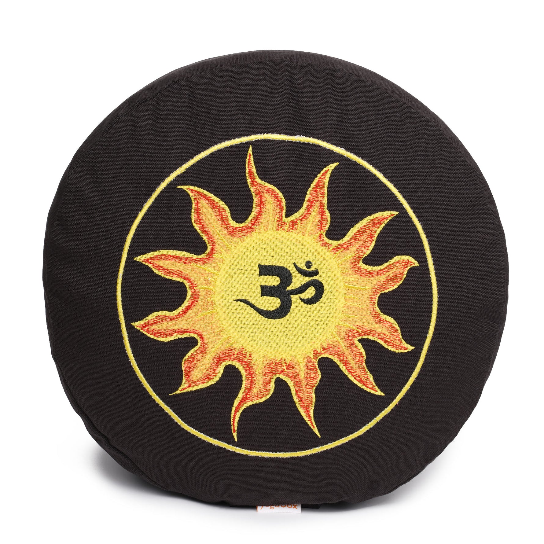 Meditationskissen Glückssitz® Sonne O M Stick schwarz/gelb/orange 33 x 33 x 15 cm Buchweizenschalen