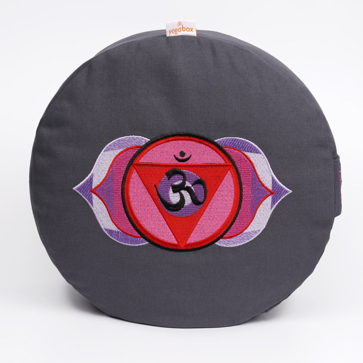 Meditationskissen Glückssitz® Chakra grau 33 x 33 x 15 cm Buchweizenschalen Chakra 3.Auge-Chakra (Ajña)