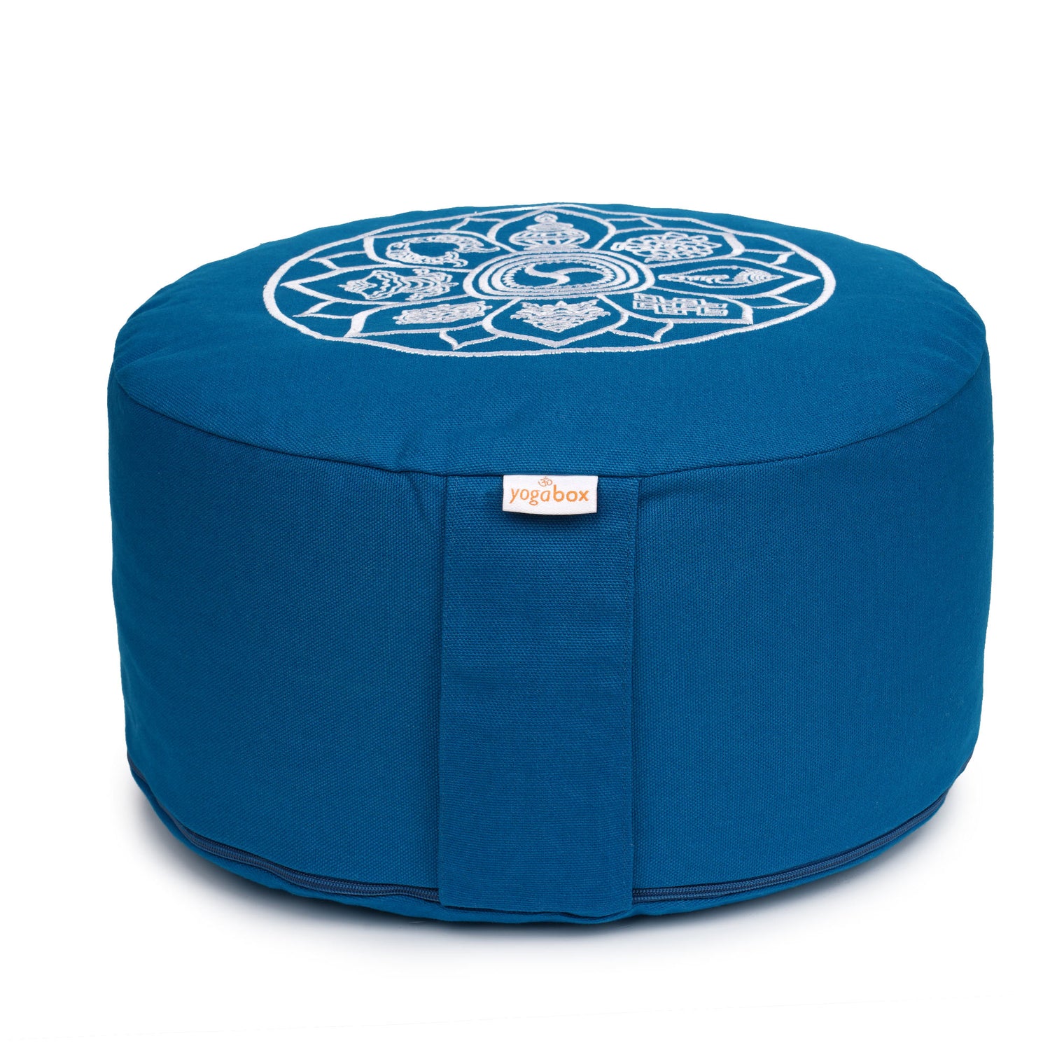 Meditationskissen Glückssitz® 8 Glückverheißende Symbole petrol 33 x 33 x 15 cm Buchweizenschalen