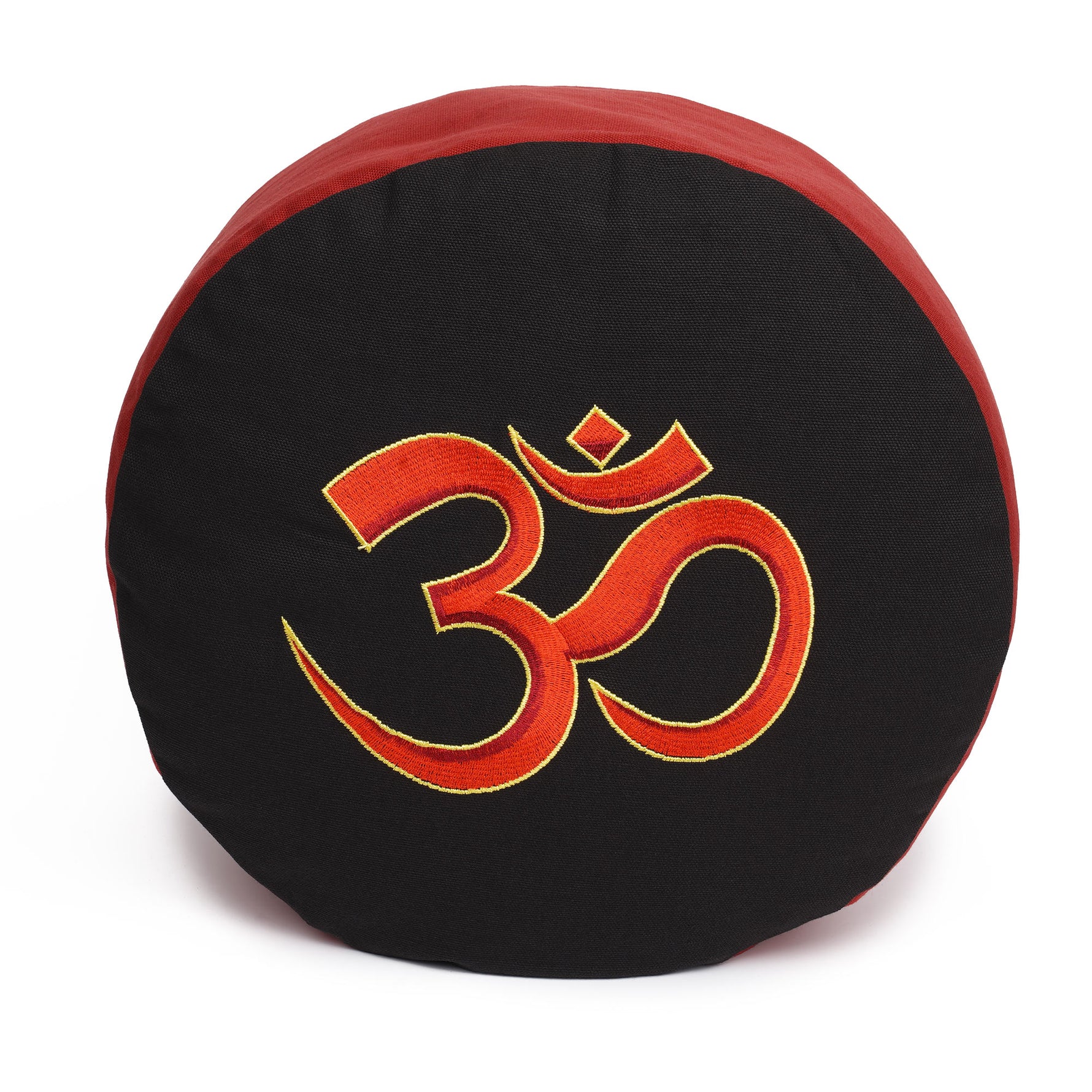Meditationskissen Glückssitz® mit O M - Symbol bordeaux/schwarz 33 x 33 x 15 cm Buchweizenschalen