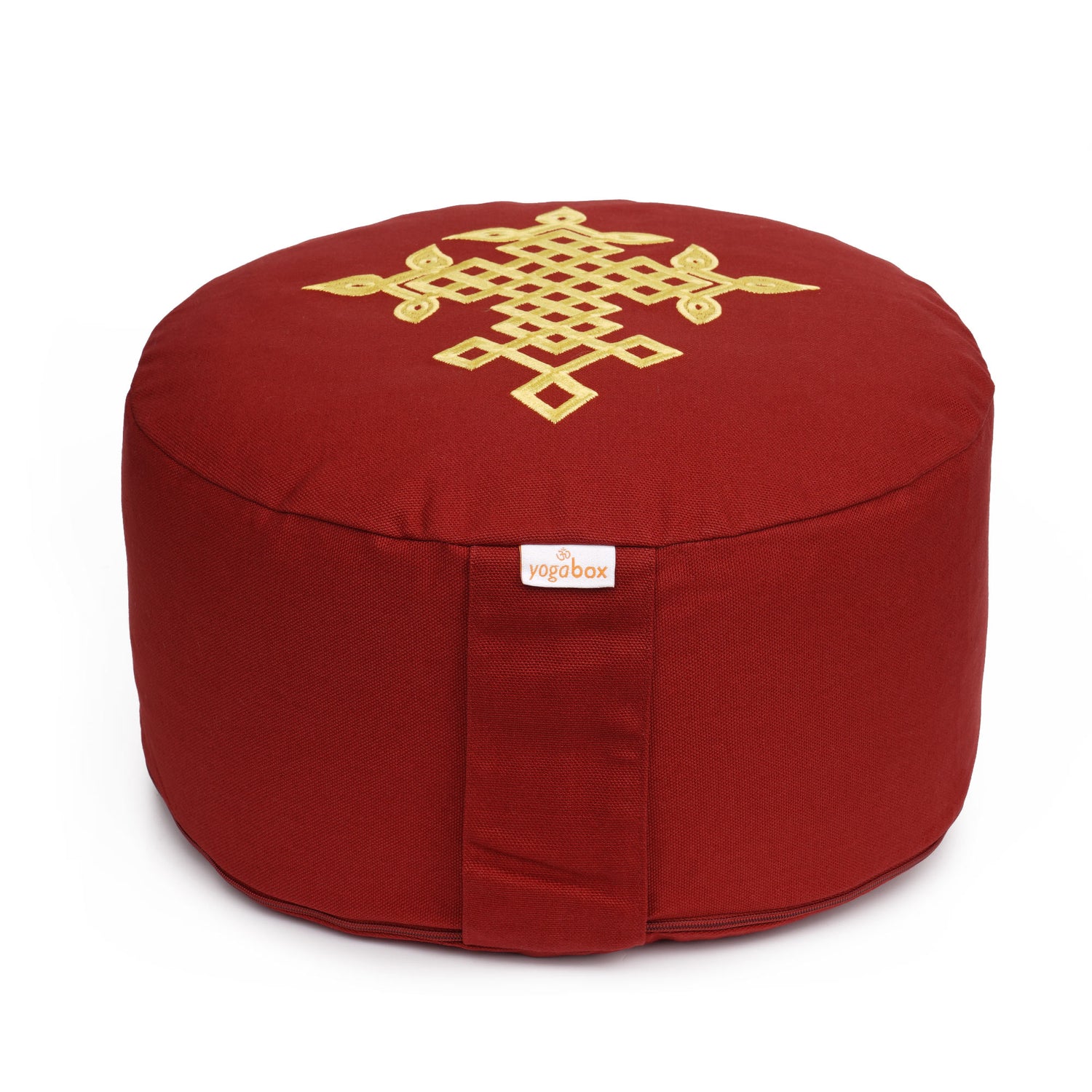 Meditationskissen Glückssitz® keltischer Baum des Lebens bordeaux / gelb 33 x 33 x 15 cm Buchweizenschalen