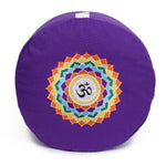 Meditationskissen Glückssitz® Chakra lila 33 x 33 x 15 cm Buchweizenschalen Chakra Kronen-Chakra mit OM (Sahasrara)