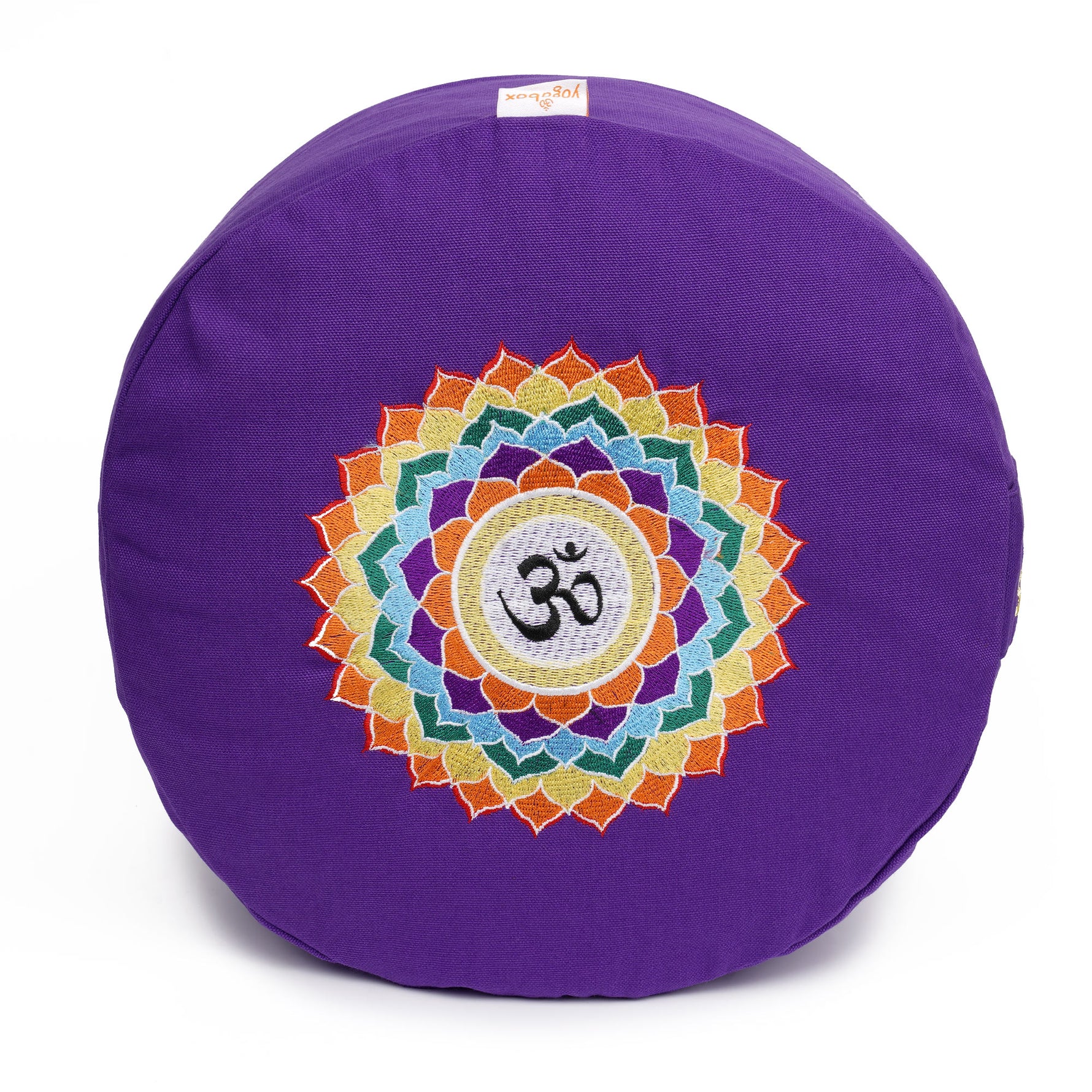 Meditationskissen Glückssitz® Chakra lila 33 x 33 x 15 cm Buchweizenschalen Chakra Kronen-Chakra mit OM (Sahasrara)