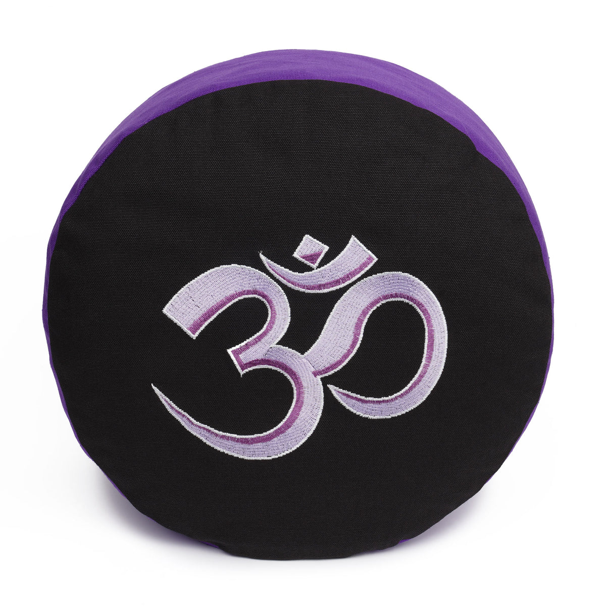Meditationskissen Glückssitz® mit O M - Symbol violett/schwarz 33 x 33 x 15 cm Buchweizenschalen