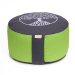 Meditationskissen Glückssitz® Lebensbaum grau / apfelgrün 33 x 33 x 15 cm Buchweizenschalen