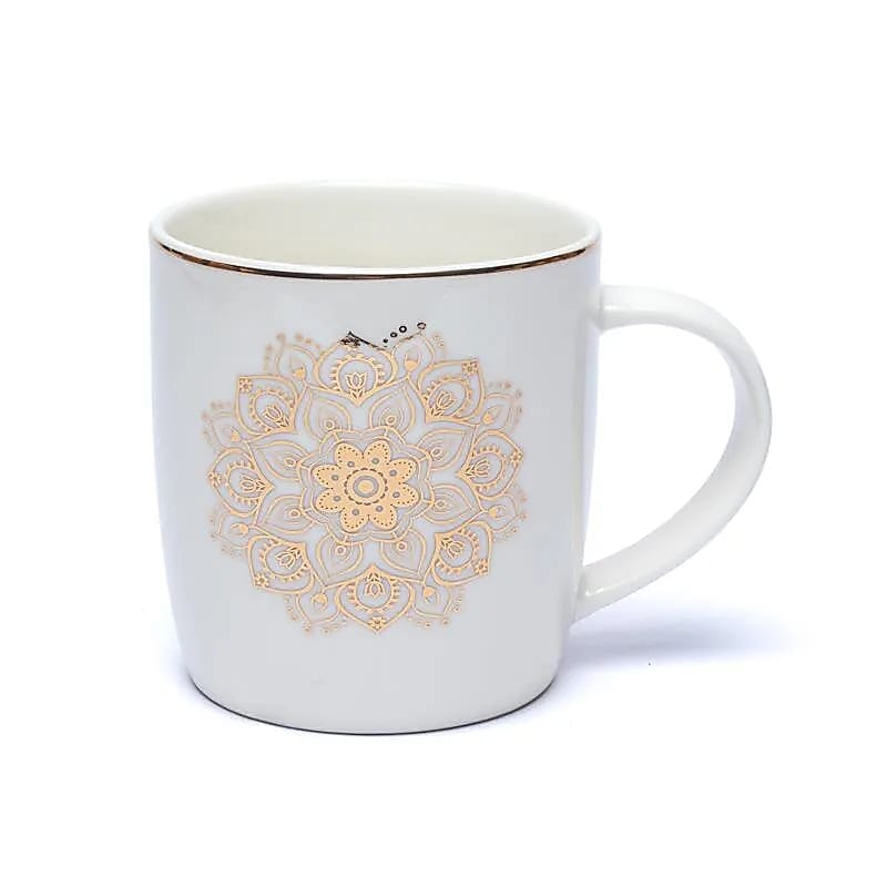 Teetasse 0,4 L Mandala Weiß / Gold 