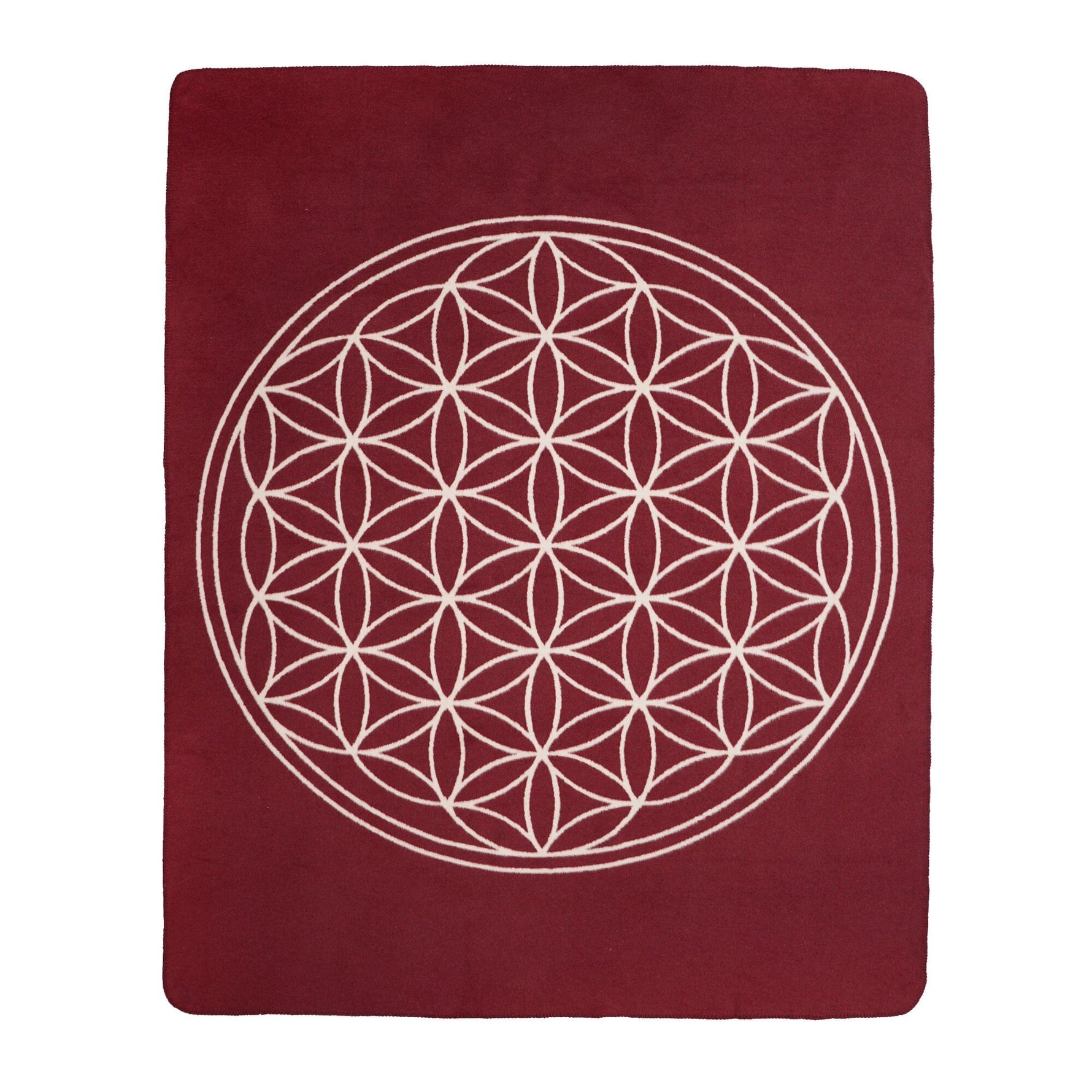Yogadecke Blume des Lebens - regional hergestellt bordeaux / natur 150 x 200 cm 