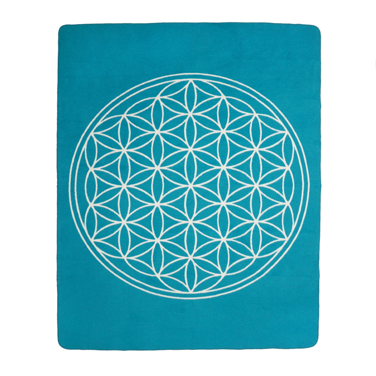 Yogadecke Blume des Lebens - regional hergestellt petrol / natur 150 x 200 cm 