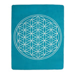 Yogadecke Blume des Lebens - regional hergestellt petrol / natur 150 x 200 cm 