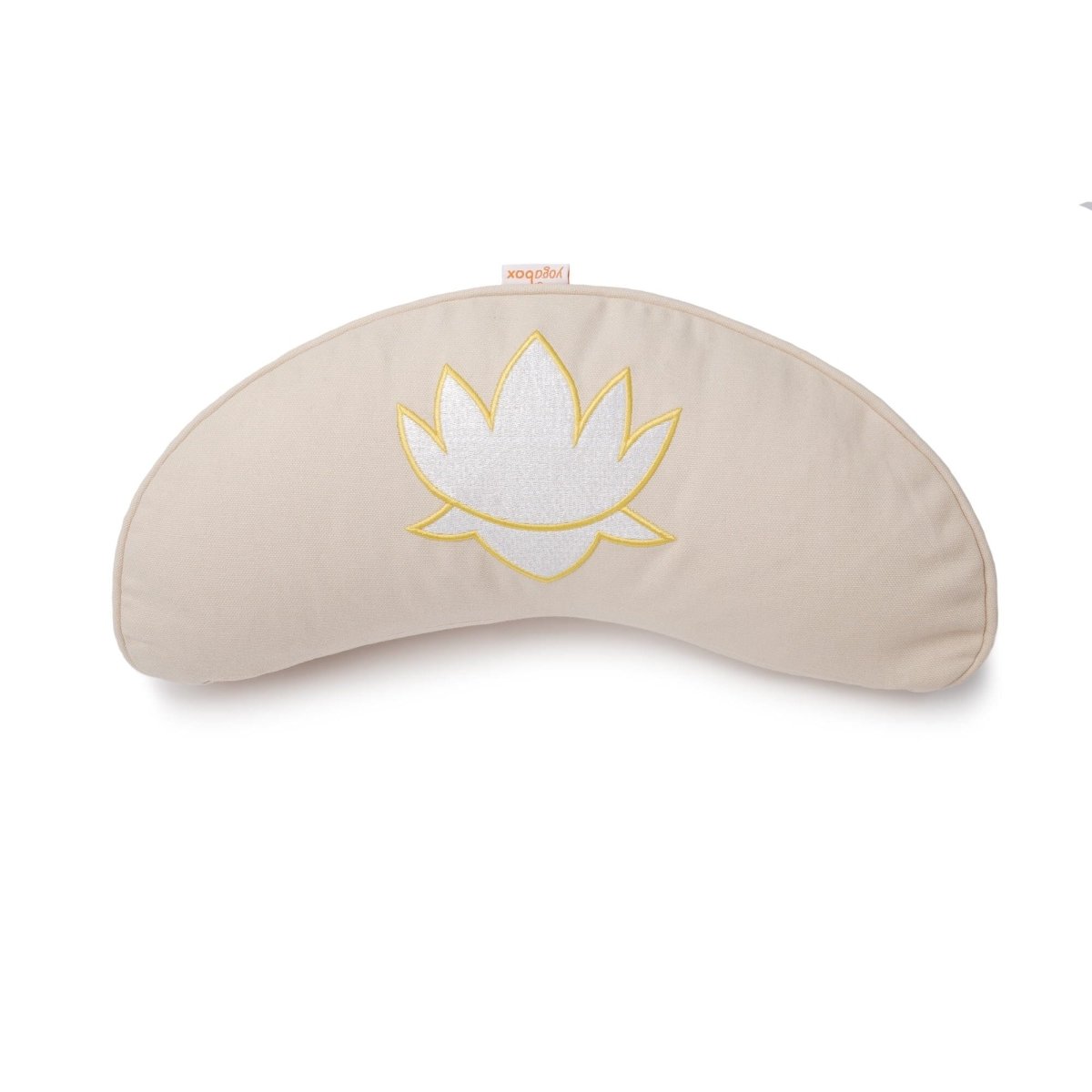 Yogakissen Halbmond BASIC Lotus Stick weiß - YOVANA GmbH • yogabox.de
