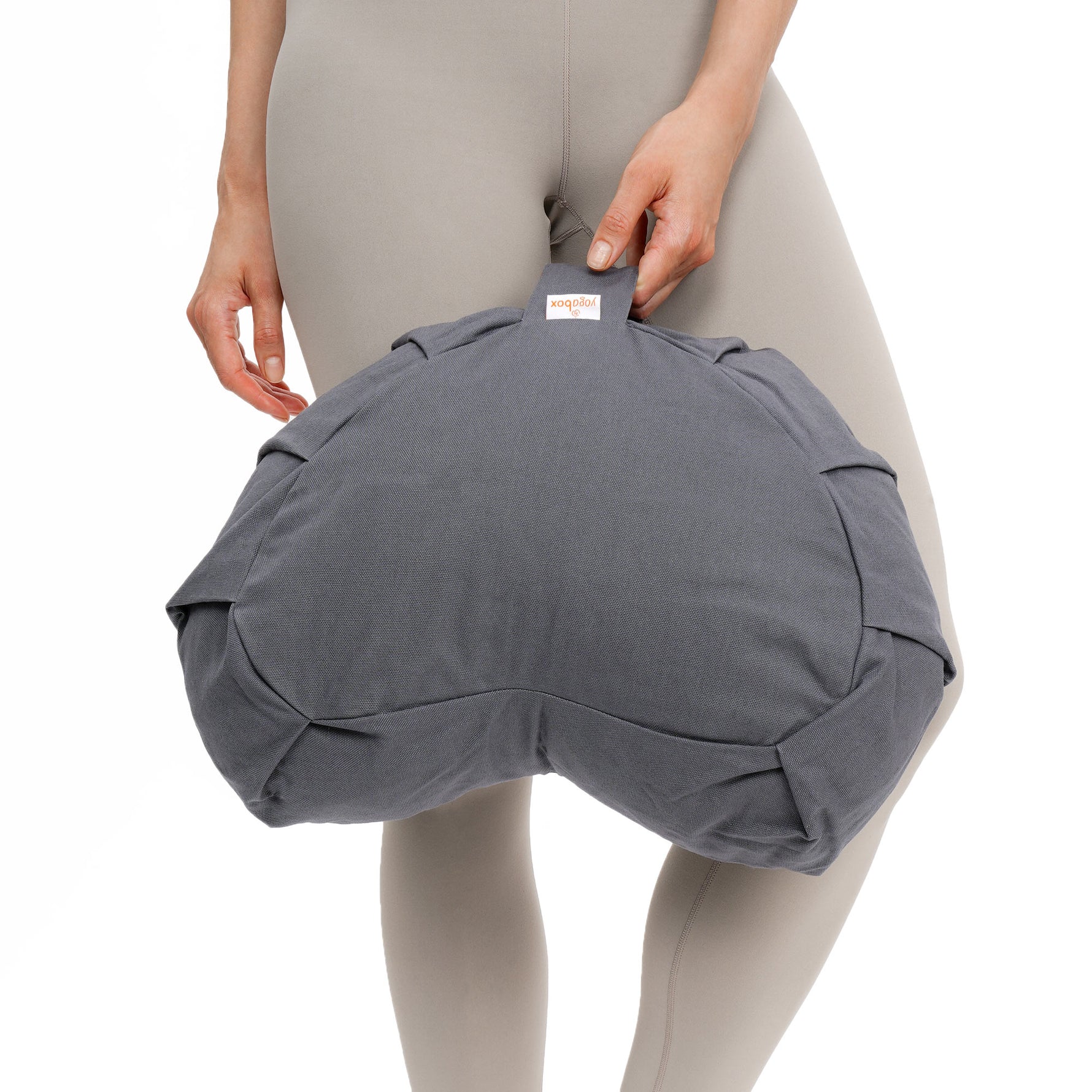 Meditationskissen Zafu ZEN Halbmond BASIC mit ZIP grau 42 x 42 x 15 cm Buchweizenschalen